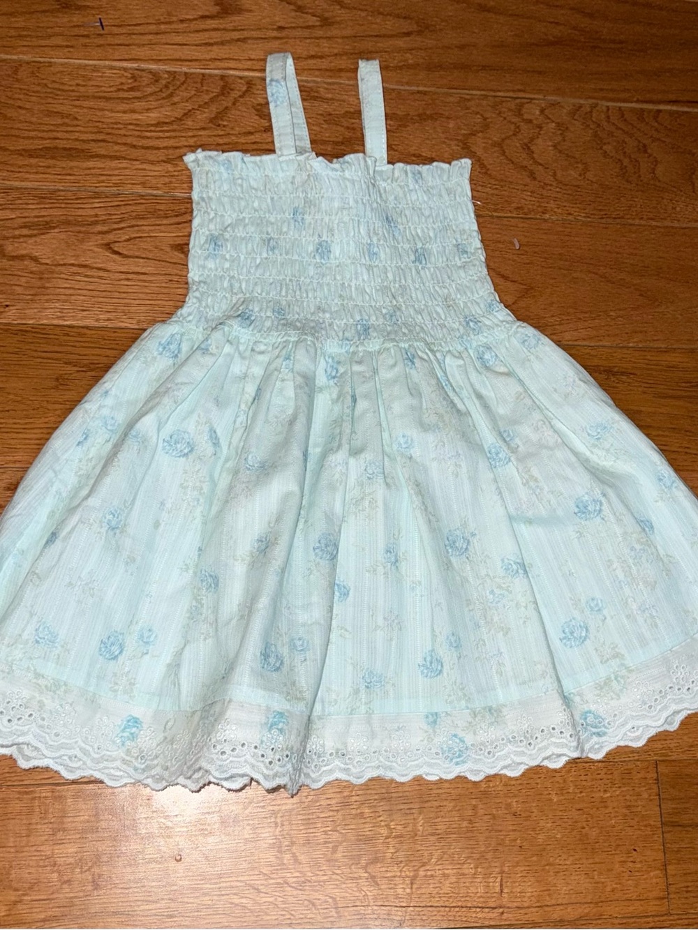 Shabby Chic Baby Girls 18M Blue Floral Smocked Eyelet Sundress